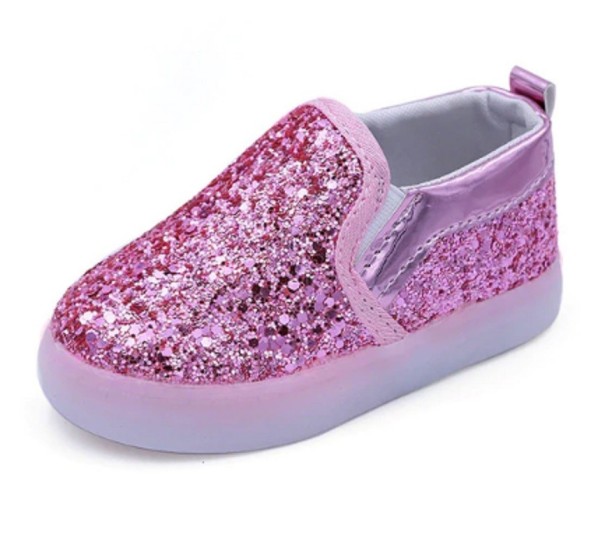 Dívčí svítící slip-on tenisky růžová 26