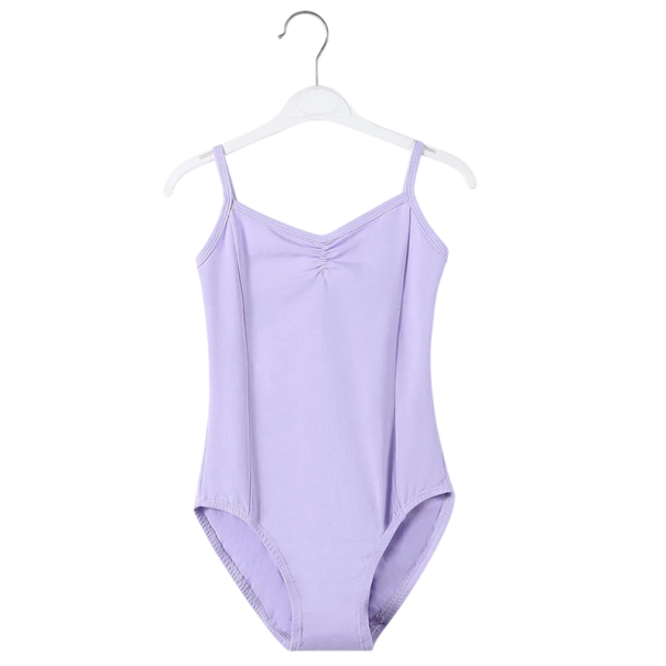 Dívčí taneční body na ramínka pružné bavlna polyester spandex oblečení pro balet gymnastiku a taneční trénink fialová 8