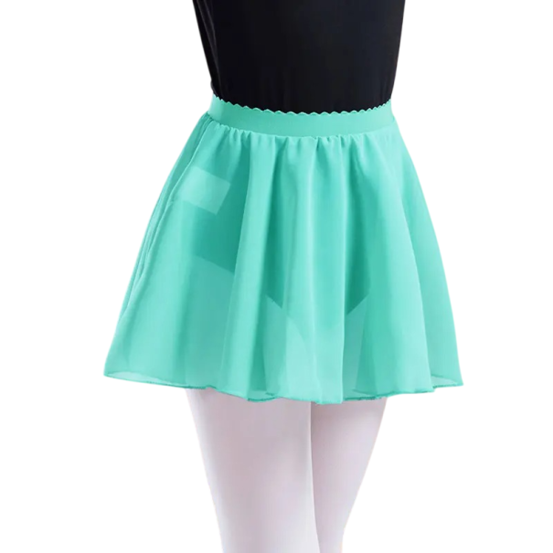 Dívčí taneční sukně s lehkým průsvitným střihem polyester oblečení pro balet gymnastiku a taneční vystoupení tyrkysová 3-5 let