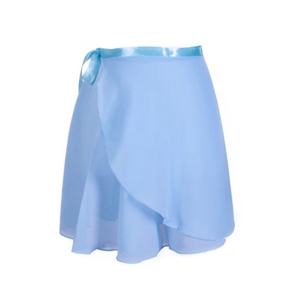 Dívčí taneční zavinovací sukně s průsvitnou vrstvou polyester lehká sukně na balet tanec a vystoupení modrá