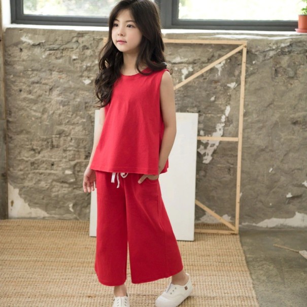Dívčí tílko a kalhoty L1490 červená 14