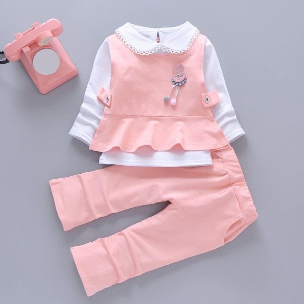 Dívčí tričko a kalhoty L1160 růžová 9-12 měsíců
