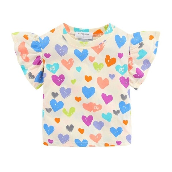 Dívčí tričko se srdci T2527 krémová 7