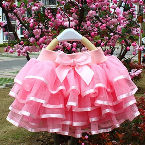 Dívčí vrstvená sukně L994 růžová 2