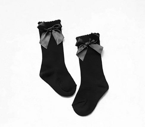 Dívčí vysoké ponožky s mašlí J891 černá 0-2 roky