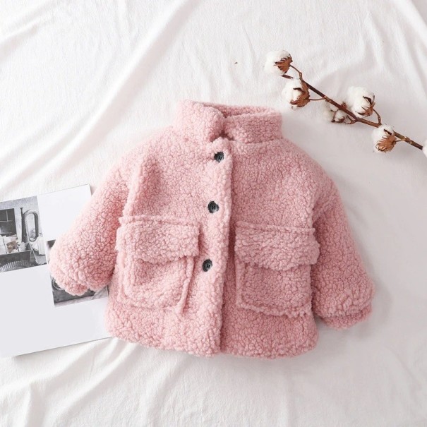 Dívčí zimní kabát L1843 růžová 12-18 měsíců