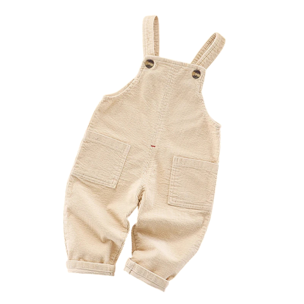 Diverse kinderdjins overall met lange broek en zakken Met knoopschouderbanden Unisex kleding voor peuters en baby's Stijlvolle jeans voor jongens en meisjes beige 4