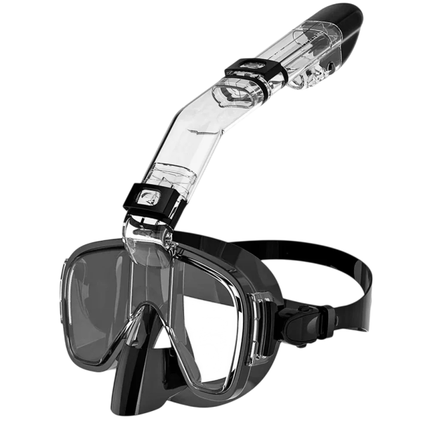 Diving Goggles with Built-in Snorkel and Action Camera Mount Size S/M 17 x 11 x 12.5 cm Diving Mask for Women and Children black