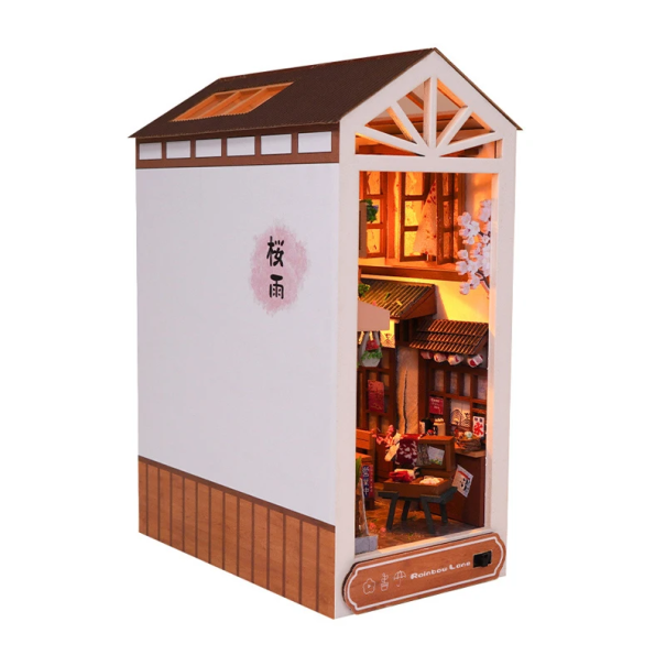 DIY 3D casinha para bonecas 9,2 x 16,5 x 22 cm Construção em madeira com luz LED Mobiliário Modelo em miniatura Feito à mão Brinquedo decorativo 1