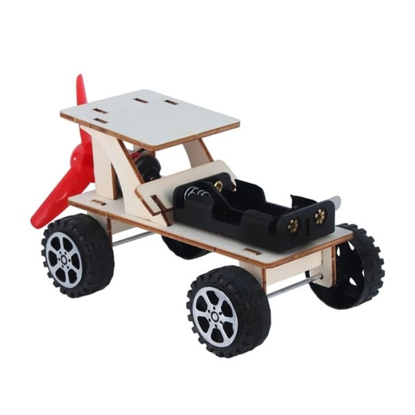 DIY-Elektroauto mit Propeller, 3D-Modell, Wissenschafts-Experimentierset, Holzspielzeug für Kinder, pädagogisches batteriebetriebenes Set 1
