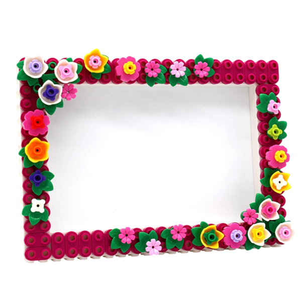DIY Kunststoff-Fotorahmen mit Blumenmotiv 12,7 x 17,8 cm in Rosatönen im Baukastendesign zur Innendekoration