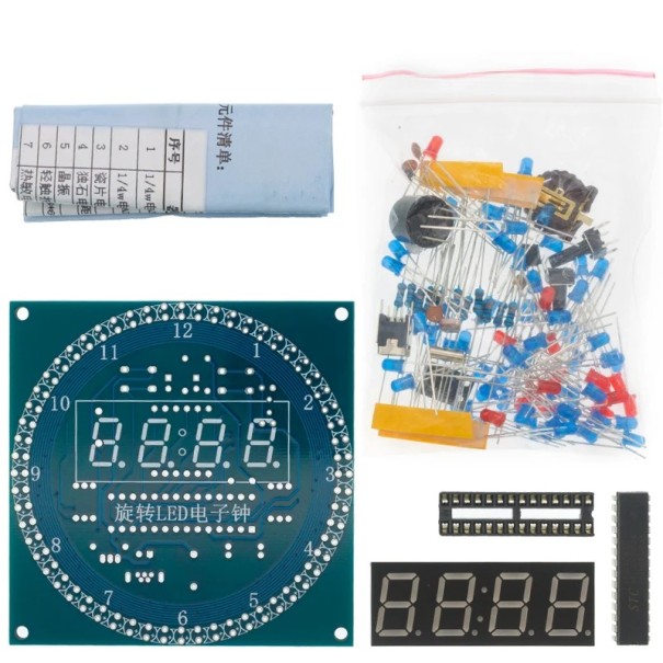 DIY rotierender digitaler LED-Anzeigebildschirm Wecker elektronische Uhr Set Lernplatine 51 SCM Modul mit Echtzeituhr DS1302 5V