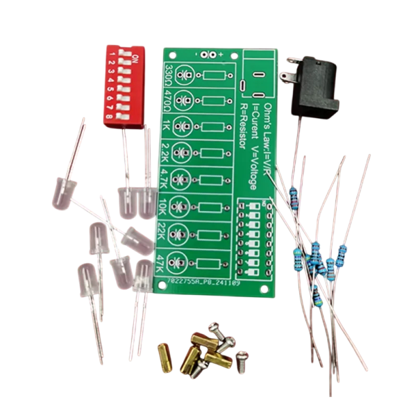 DIY sada pro cvičení pájení elektroniky 7×3,3 cm učební deska plošných spojů snadno sestavitelný tréninkový modul 1