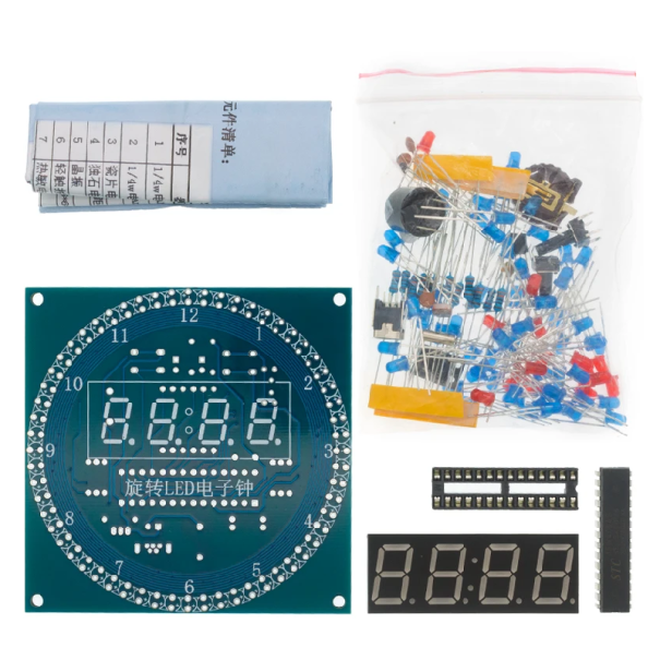 DIY učebná sada rotačného digitálneho budíka s LED displejom Elektronický hodinový modul na pájanie a výučbu elektroniky 1