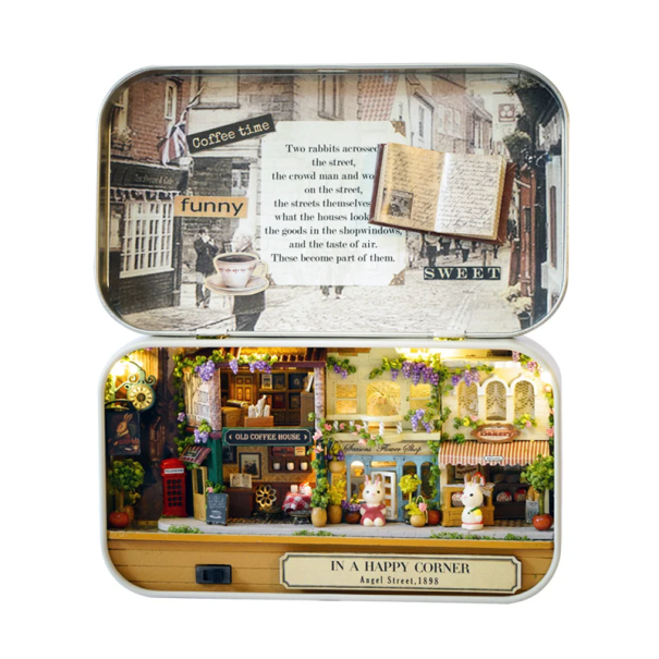 DIY Wooden Dollhouse Box 3D Model Theatre with Furniture Cute Miniature Assembled House Creative Gift 1