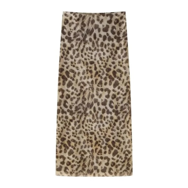Dlhá elegantná leopardia midi sukňa pre ženy Štýlová zvieracia sukňa do pása Vzorovaná splývavá sukňa na jeseň jar večer mesto L