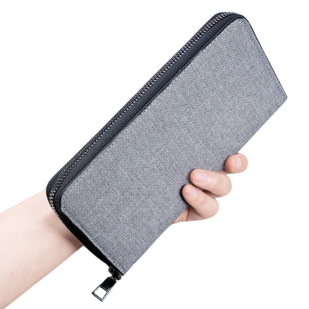 Dlouhá pánská peněženka na zip Více přihrádek na karty a bankovky Polyvinylová syntetická kůže Elegantní každodenní doplněk šedá