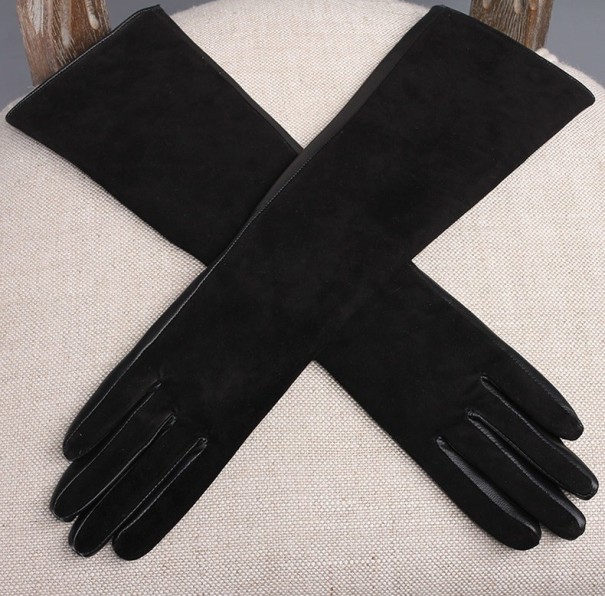 Dlouhé dámské rukavice kožené L