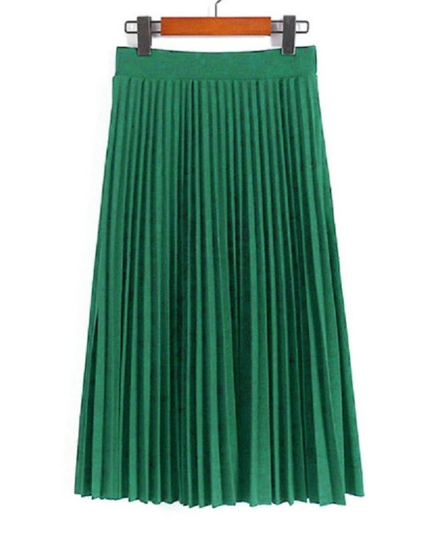 Długa spódnica damska w ciekawy wzór J2994 zielony