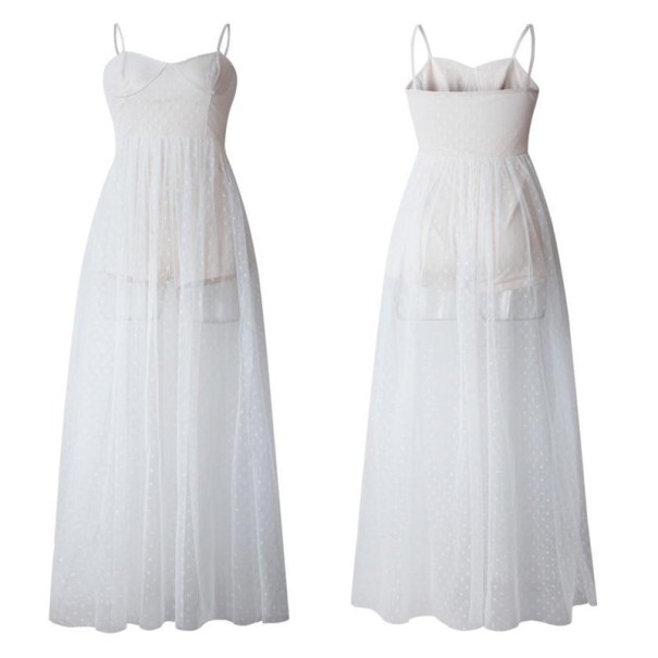 Długa sukienka z gorsetem biały S