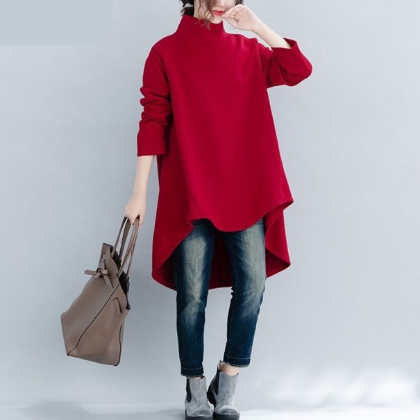 Długi sweter damski oversize czerwony