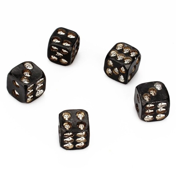 Dobbelstenen met schedels 5 stuks zilver
