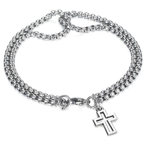 Dobbelt armbånd til mænd med kors 1