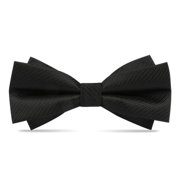 Dobbelt sløjfe til mænd, sort med mønster. Elegant tilbehør. Formel stil. Kvalitetsmateriale. Justerbar størrelse. Til bryllupper, gallafester, smoking. 1