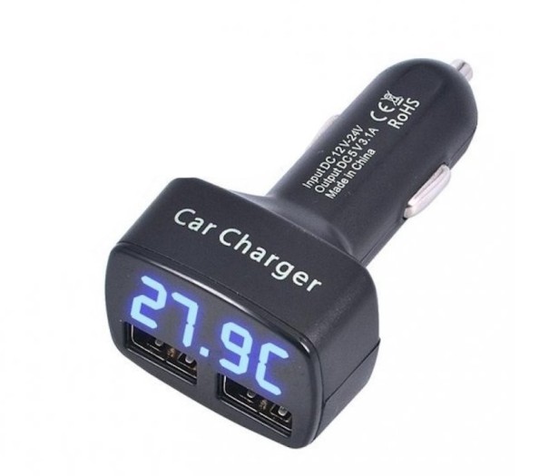 Dobbelt USB-biloplader B600 blå