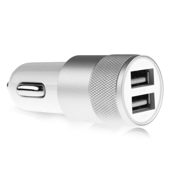 Dobbelt USB-biloplader K764 sølv