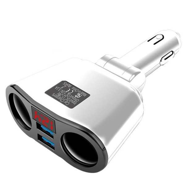 Dobbelt USB-biloplader K813 hvid