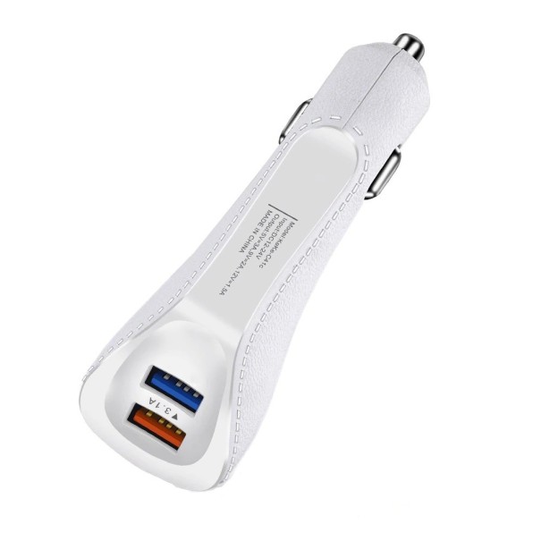 Dobbelt USB-biloplader K854 hvid