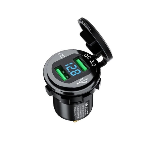 Dobbelt USB-biloplader med cover K807 sort