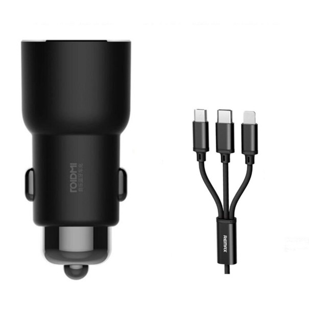 Dobbelt USB-biloplader med kabel K736 1