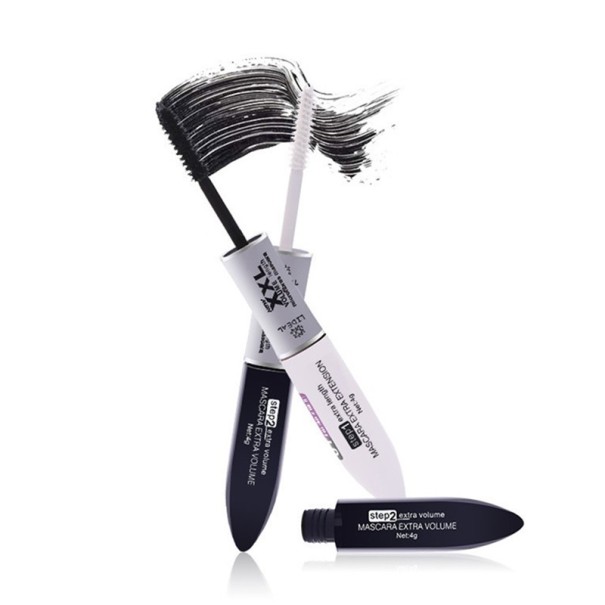 Dobbeltendet mascara med base Volumgivende mascara til lange og tykke vipper Transparent base med langtidsholdbar sort mascara 1