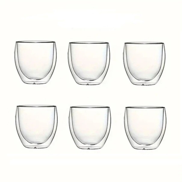 Dobbeltvægget glaskopsæt 80 ml 6 stk. varmebestandige, gennemsigtige espressoglas, håndtagsløse, elegante kaffekrus 1