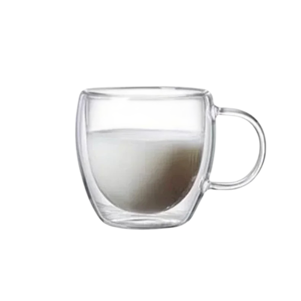Dobbeltvægget glaskrus 150 ml Transparent kop med hank Termoglas til te, espresso, cappuccino Elegant servering af varme drikke 1