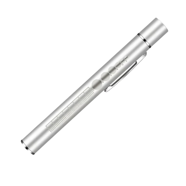 Dobíjecí LED diagnostická svítilna 14 × 3 × 1,7 cm USB bílé a žluté světlo kapesní penlight stříbrná