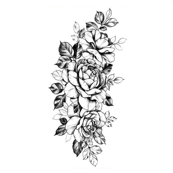 Dočasné vodotěsné tetování 9,6 x 19 cm Jemný květinový vzor Dámská tělová ozdoba Nalepovací tetování na kůži Elegantní design provedení 19 1