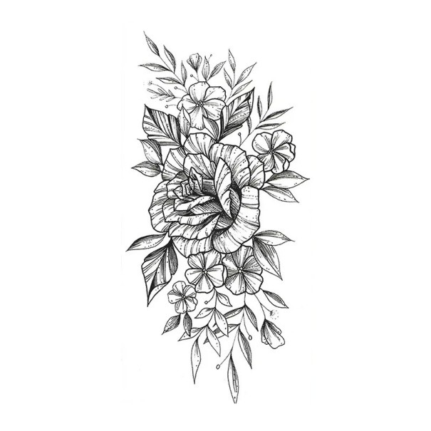 Dočasné vodotěsné tetování 9,6 x 19 cm Jemný květinový vzor Dámská tělová ozdoba Nalepovací tetování na kůži Elegantní design provedení 23 1