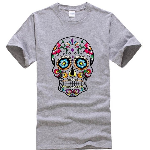 Dödskalle t-shirt för män T2056 grå L