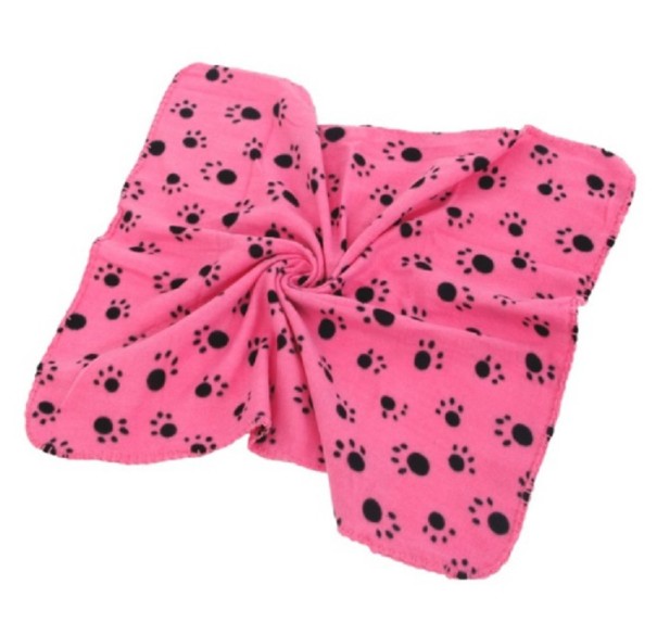Dog Blanket with Paw Print pink