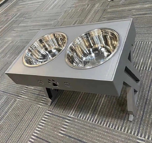 Dog Bowls with Adjustable Stand grey