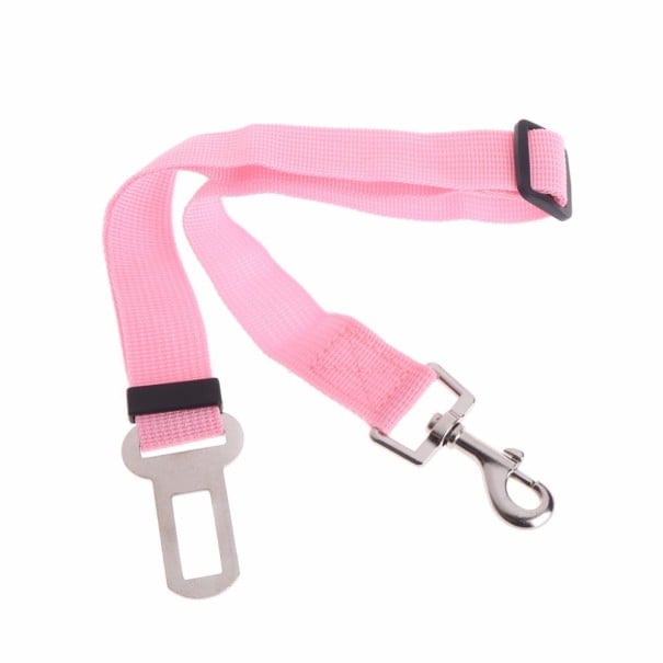 Dog Car Safety Belt Seatbelt Buckle Clip and Harness Carabiner Adjustable Length 45 to 75 cm Polyester Width 2.5 cm light pink