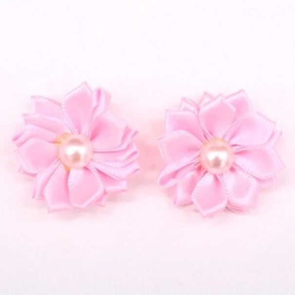 Dog Hair Ties with Flower 2 pcs light pink
