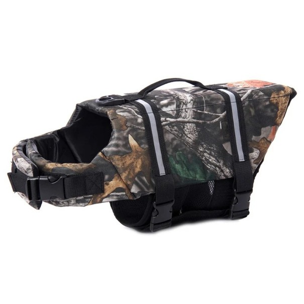 Dog Life Jacket for Small Breeds with Handle Dark Forest Print with Branches Back Length 26 cm Chest Circumference 41 to 53 cm For Dogs 3.5 to 4.5 kg 1