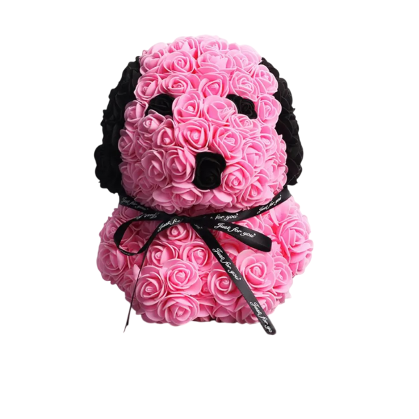 Dog Made of Artificial Roses 25 cm Handmade Floral Figurine Interior Decoration Romantic Gift Valentine's Anniversary Luxury Ornament pink