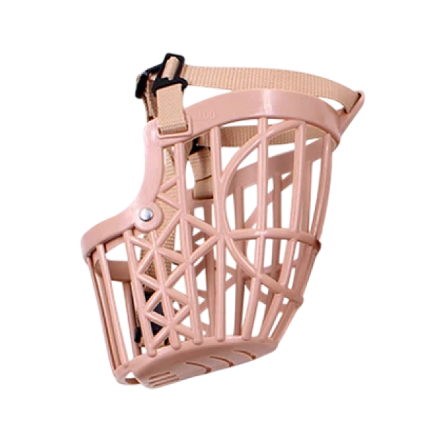 Dog Muzzle 35–51 cm Adjustable Strap for 10–15 kg Bottom Length 11.5 cm Top 7 cm Mouth Width 7.5 cm pink