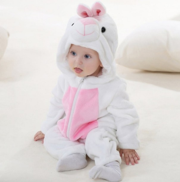 Dojčenský overal - Biely králik 12-18 mesiacov