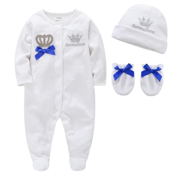 Dojčenský overal s čiapkou a rukavicami T2592 biela 3-6 mesiacov